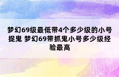 梦幻69级最低带4个多少级的小号捉鬼 梦幻69带抓鬼小号多少级经验最高